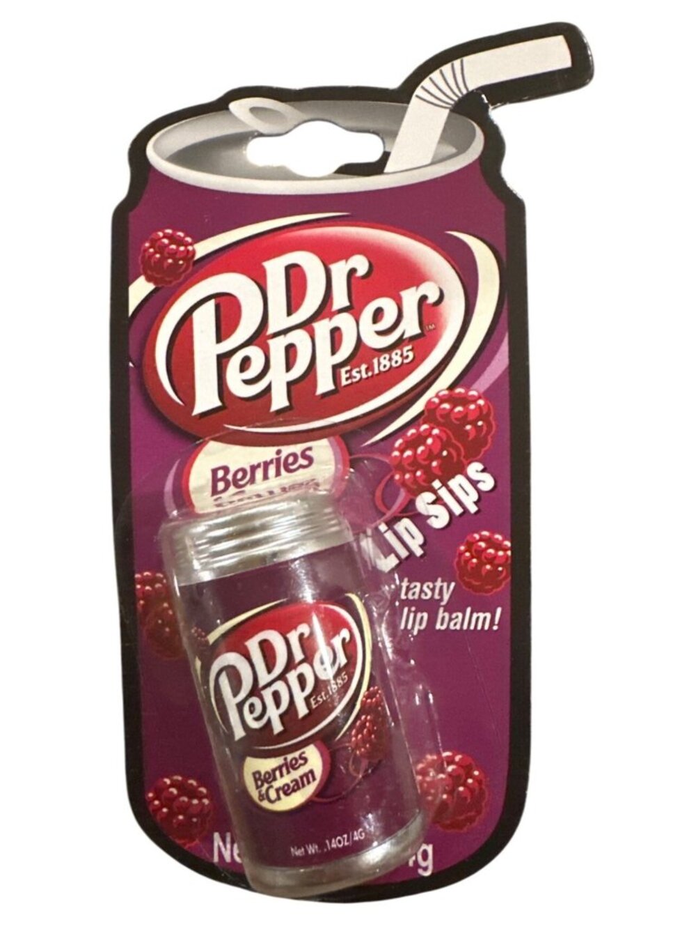 LOTTA LUV Soda Can Shaped Tasty Lip Balm DR. PEPPER BERRIES & CREAM 0.14 oz Rare